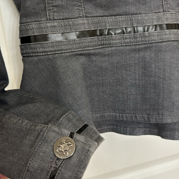 WHBM Dark Gray Denim Jacket with Double Peplum - Picture 3 of 6